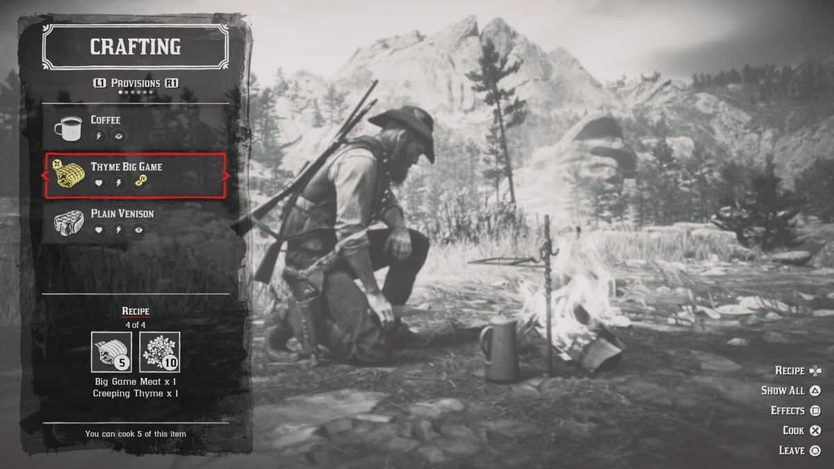 Cooking & Crafting Guide for RDR2 Story Mode & Red Dead Online