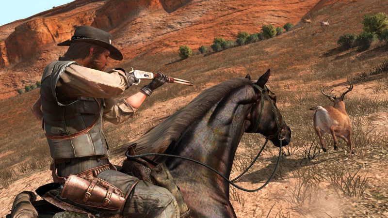 John Marston chasing deer on horseback
