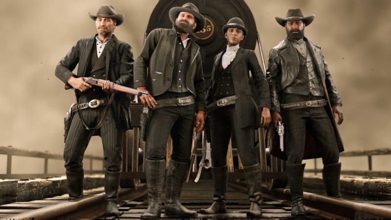 Four men with fashionable Western outfits. 