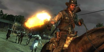 John Marston riding a horse in Red Dead Redemption: Undead Nightmare.