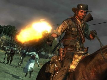 John Marston riding a horse in Red Dead Redemption: Undead Nightmare.